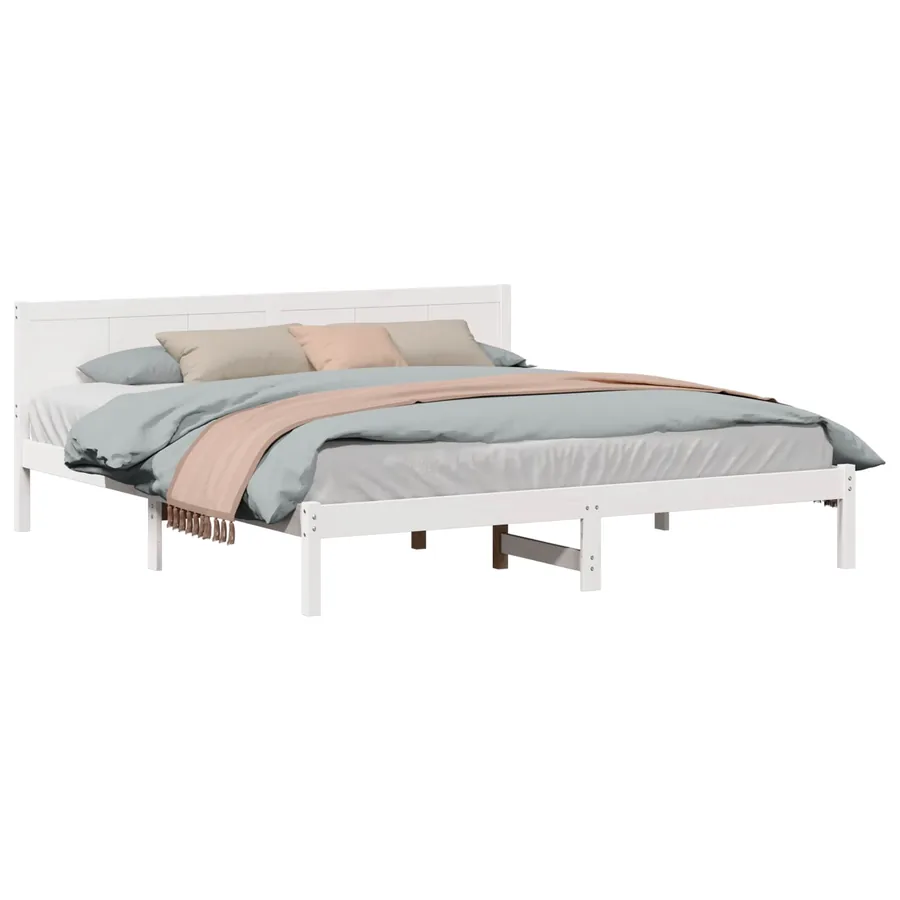 Cadre de lit Blanc 200 x 200 cm Bois de pin massif - 2