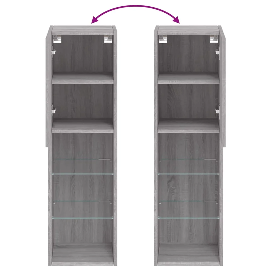 Meubles TV avec lumières LED 2 pcs sonoma gris 30,5x30x102 cm - 12