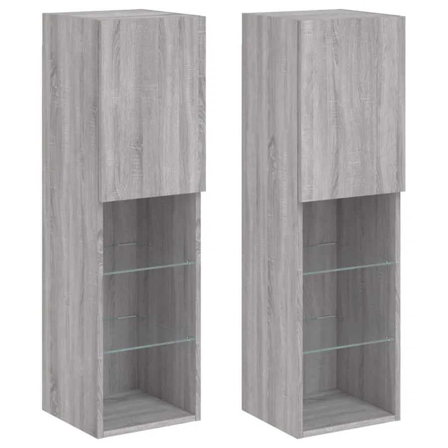 Meubles TV avec lumières LED 2 pcs sonoma gris 30,5x30x102 cm - 2
