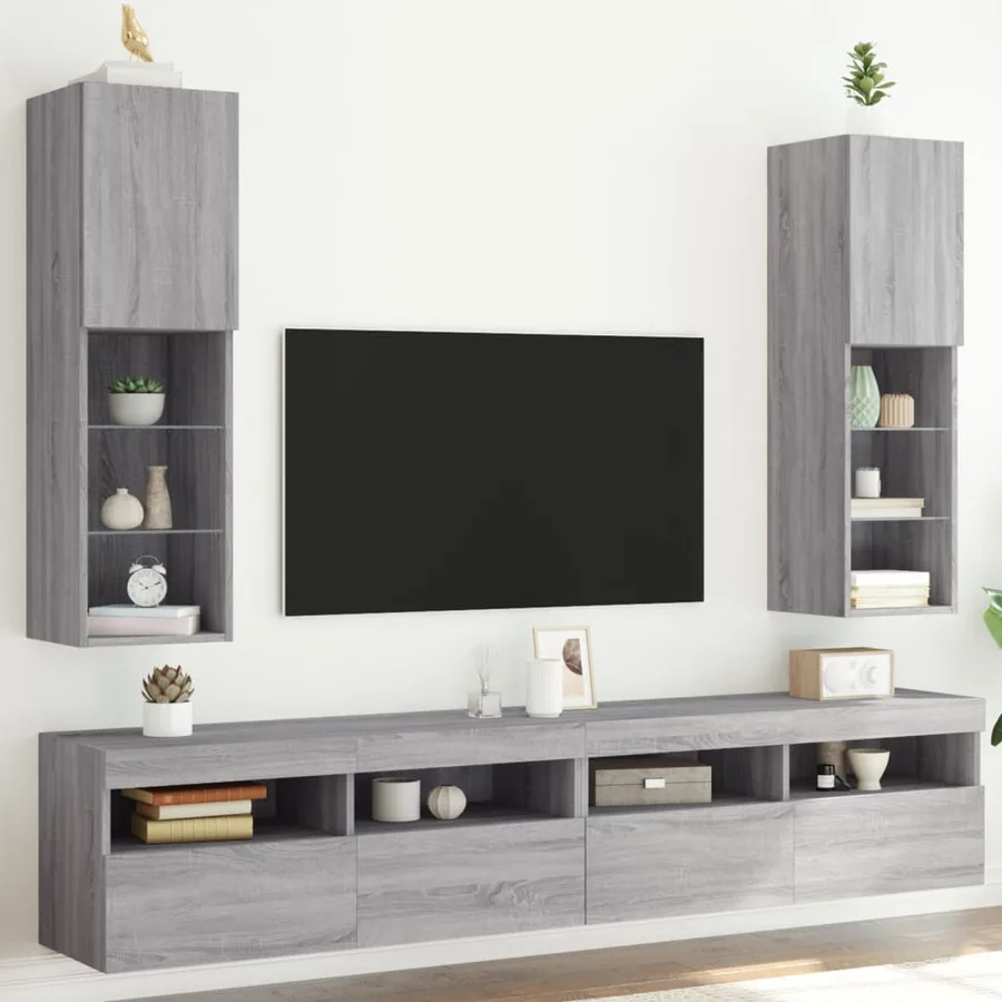 Meubles TV avec lumières LED 2 pcs sonoma gris 30,5x30x102 cm - 3