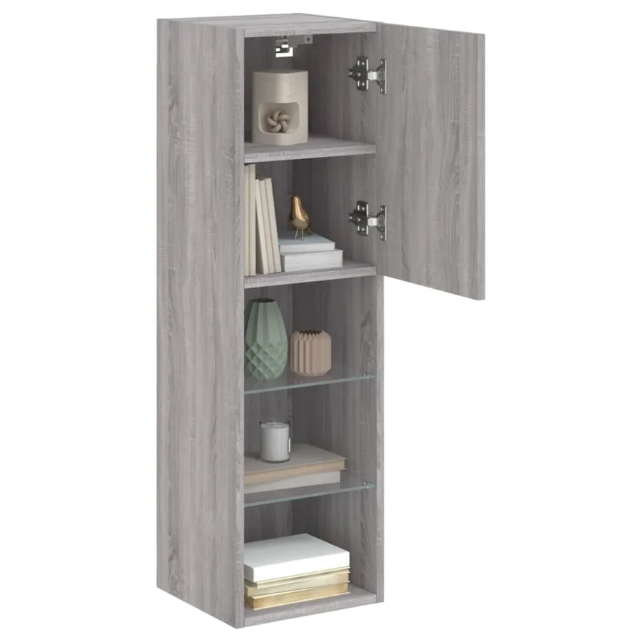 Meubles TV avec lumières LED 2 pcs sonoma gris 30,5x30x102 cm - 5
