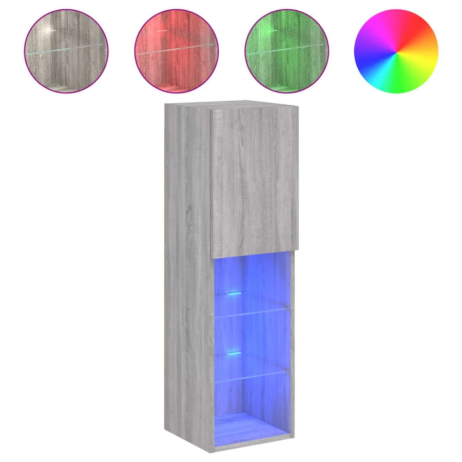 Meubles TV avec lumières LED 2 pcs sonoma gris 30,5x30x102 cm - 6
