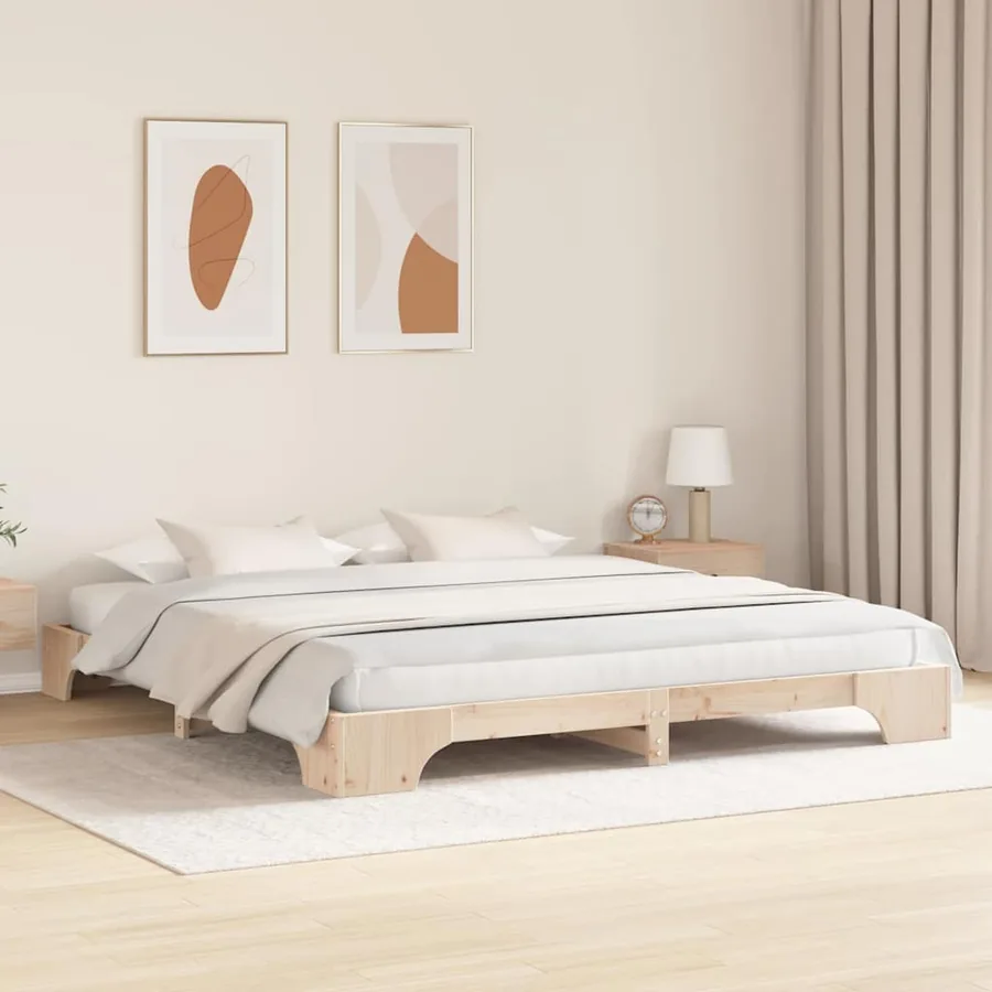 Cadre de lit Naturel 180 x 200 cm Pin massif - 3