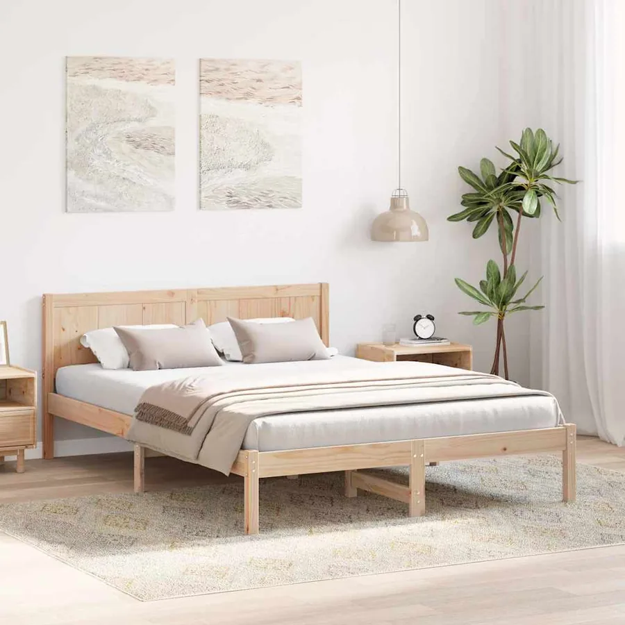 Cadre de lit Marron 160 x 200 cm Bois de pin massif - 3