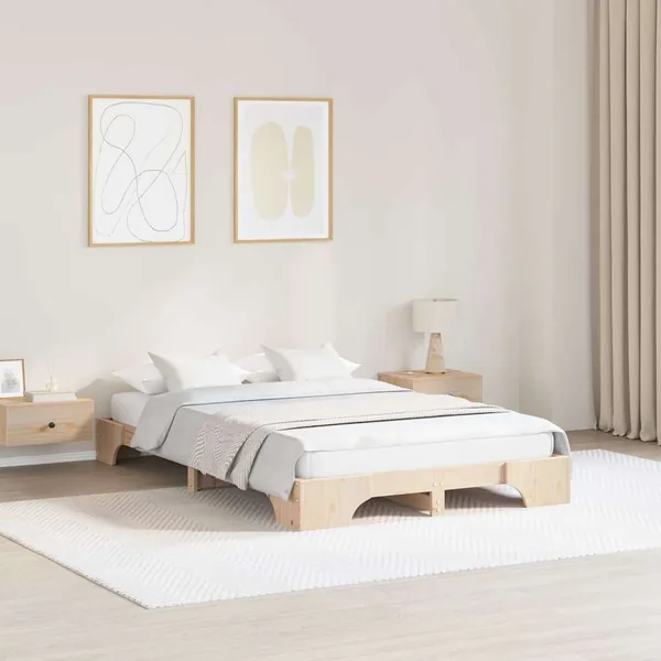 Cadre de lit Naturel 140 x 190 cm Pin massif