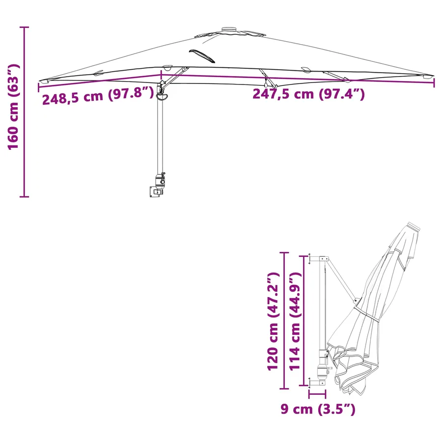 Parasol de jardin Sable 248,5 x 247,5 x 160 cm - 12