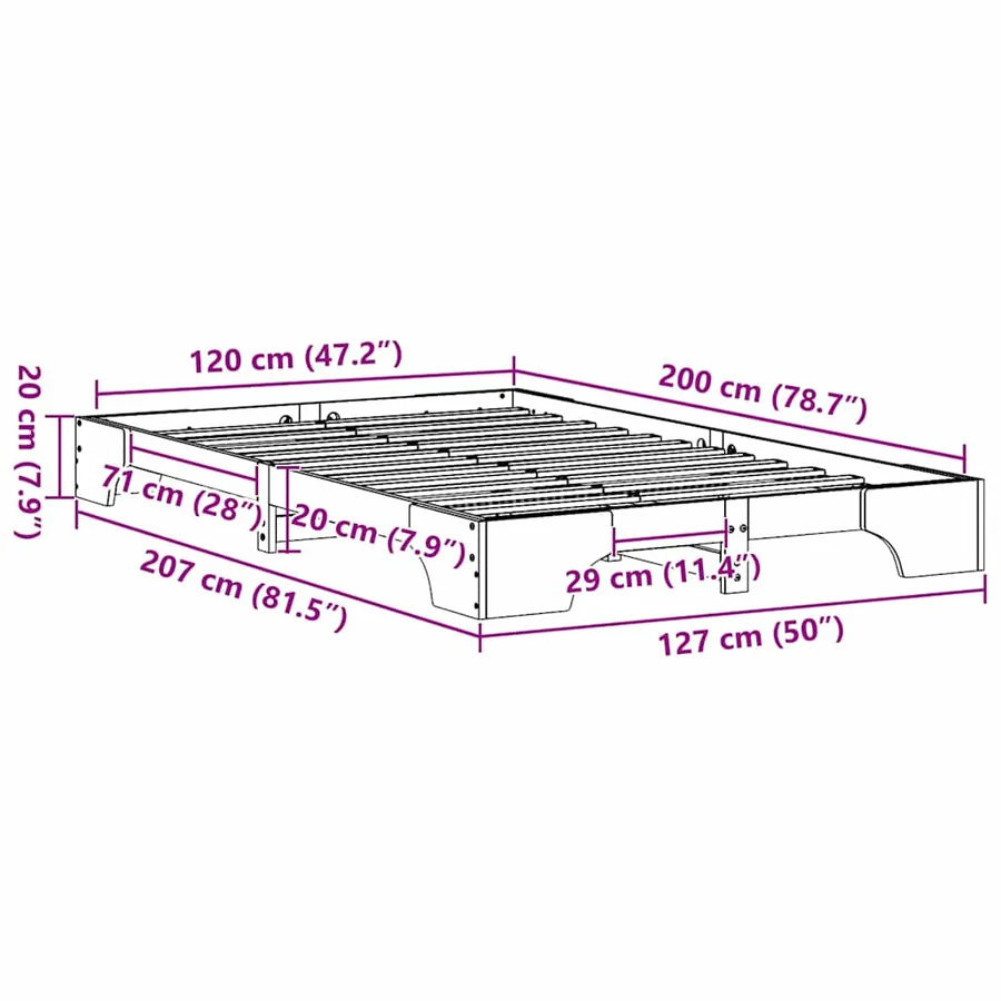 Cadre de lit Blanc 120 x 200 cm Pin massif - 10