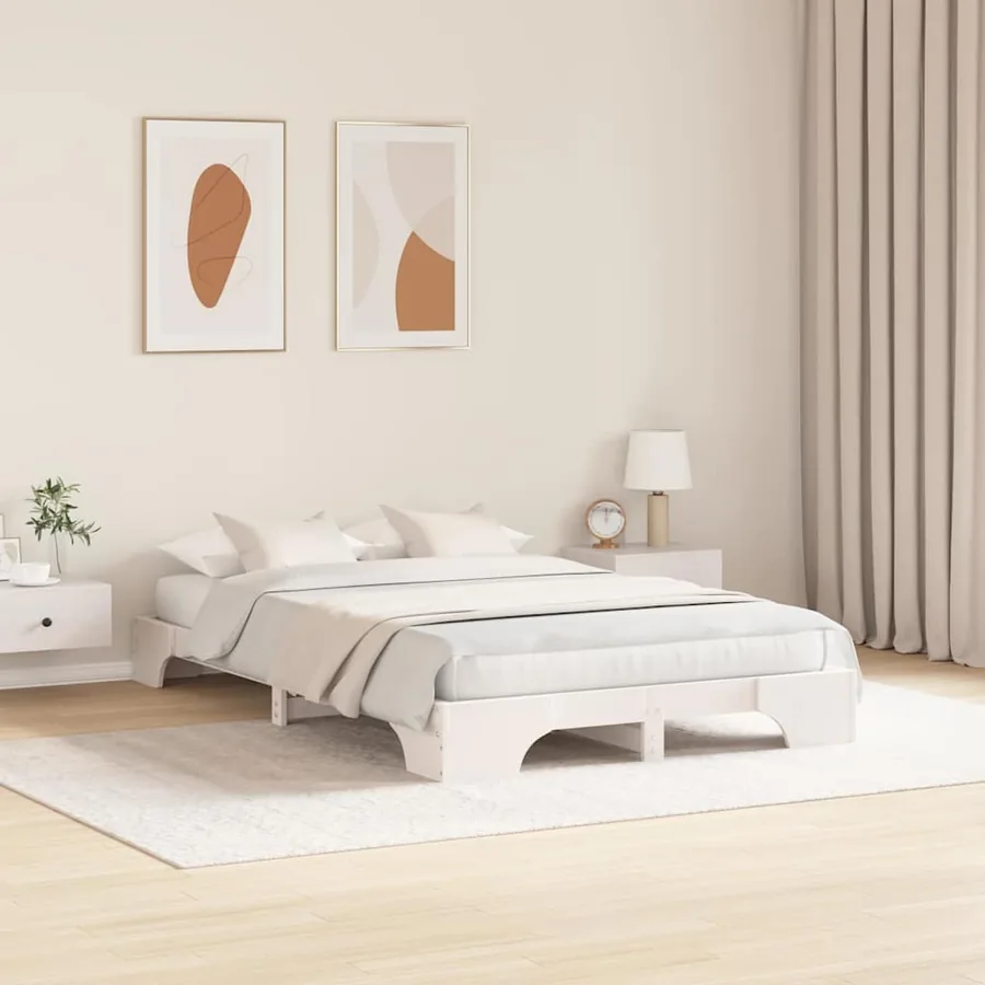 Cadre de lit Blanc 120 x 200 cm Pin massif - 3