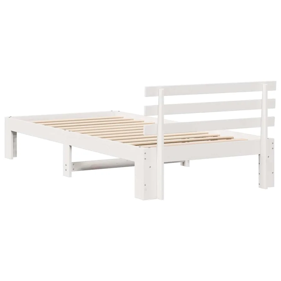 Cadre de lit avec tête de lit Blanc 90 x 190 cm Pin massif - 7