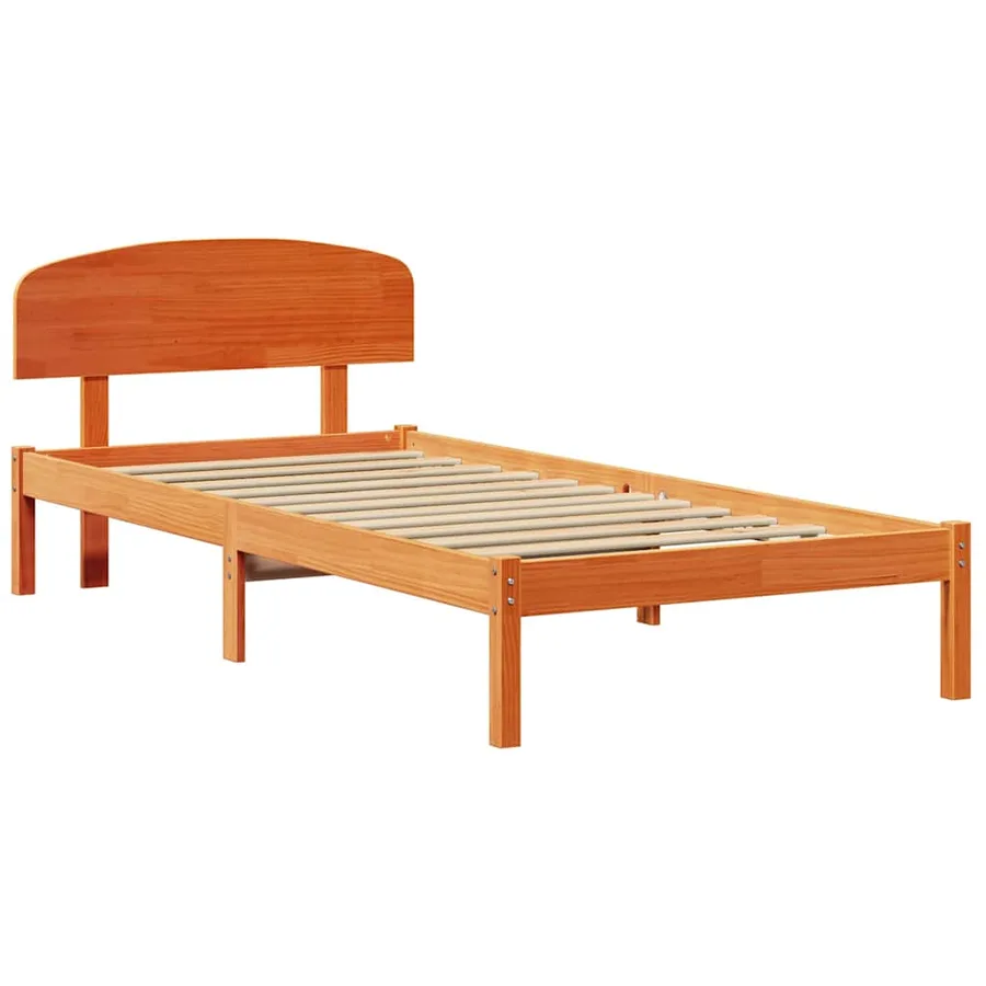 Cadre de lit avec tête de lit Brun cire 80 x 200 cm Pin massif - 4