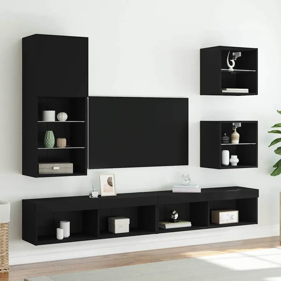 Meuble TV avec lumières LED noir 40,5x30x102 cm - 3