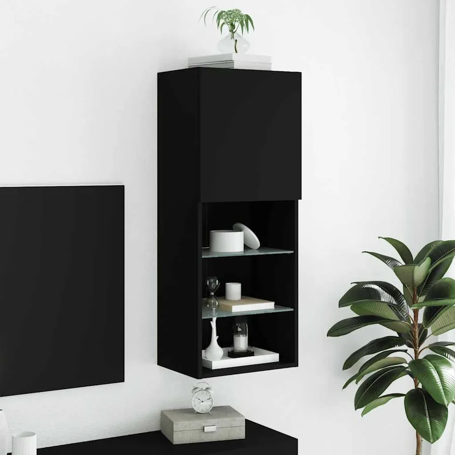 Meuble TV avec lumières LED noir 40,5x30x102 cm - 4