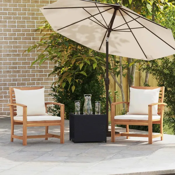 Chaise avec coussin 2 Pièce Marron et Crème 65 x 60 x 76,5 cm