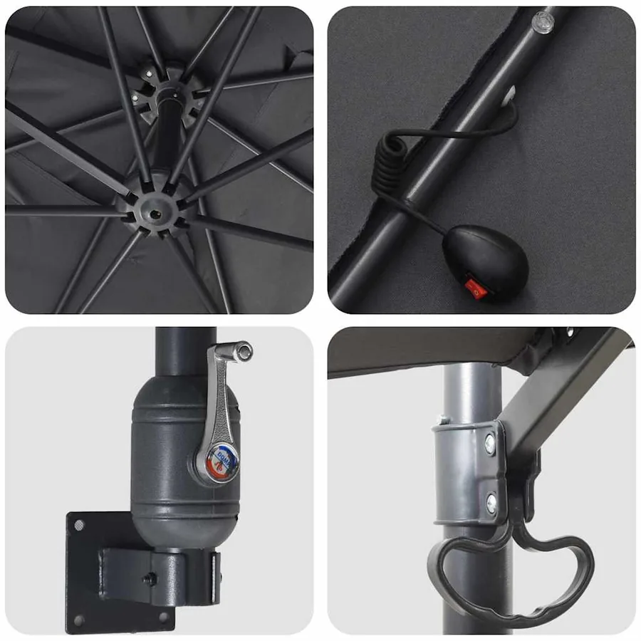 Parasol de jardin Anthracite 248,5 x 247,5 x 160 cm - 7