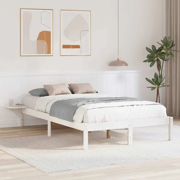 Cadre de lit Blanc 120 x 190 cm Pin massif