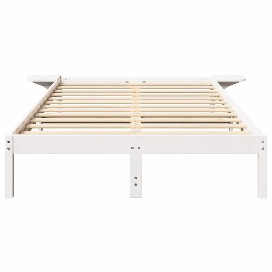 Cadre de lit Blanc 120 x 190 cm Pin massif - 5