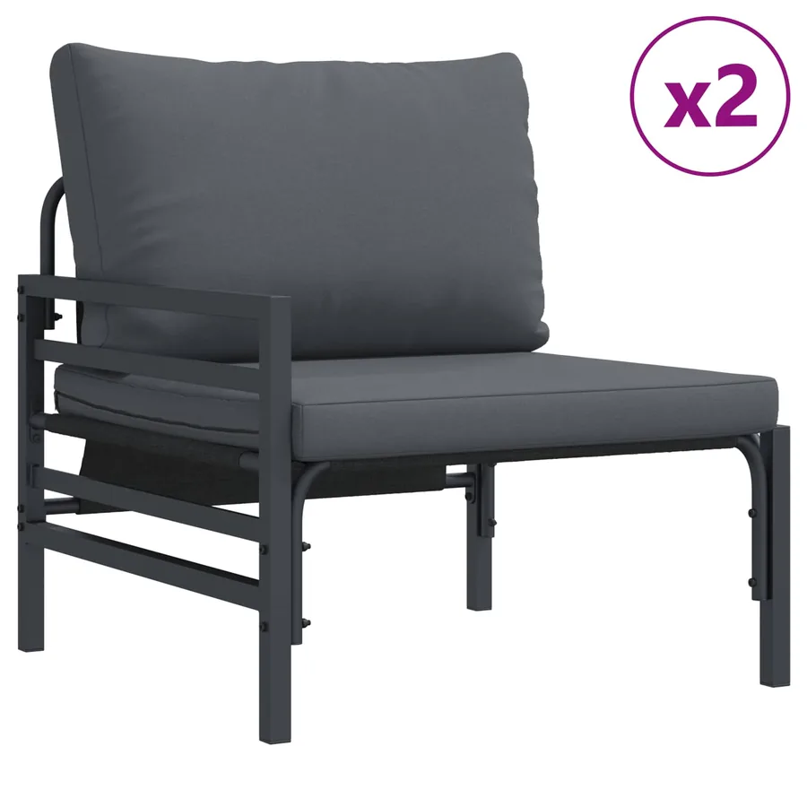 Ensemble de canapé de jardin avec coussin 6 pcs Noir Acier - 3