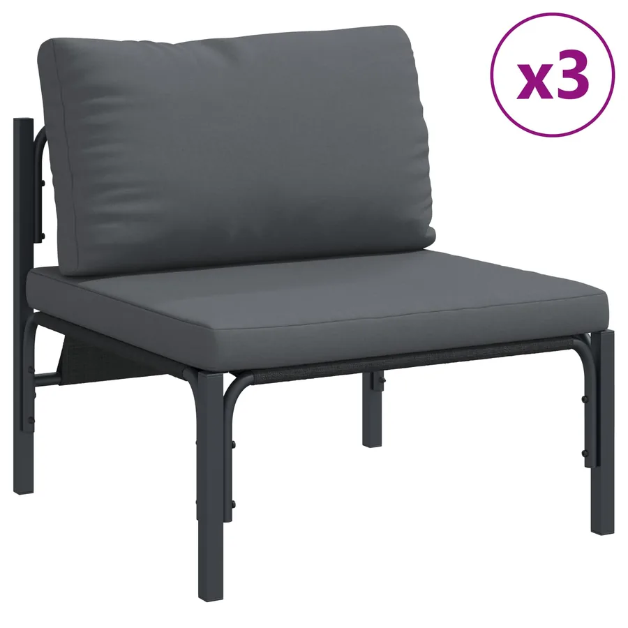 Ensemble de canapé de jardin avec coussin 6 pcs Noir Acier - 4