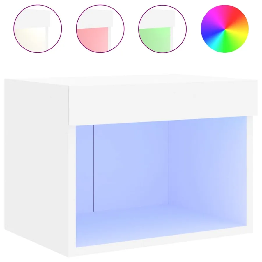 Tables de chevet murales avec lumières LED 2 pcs blanc - 7