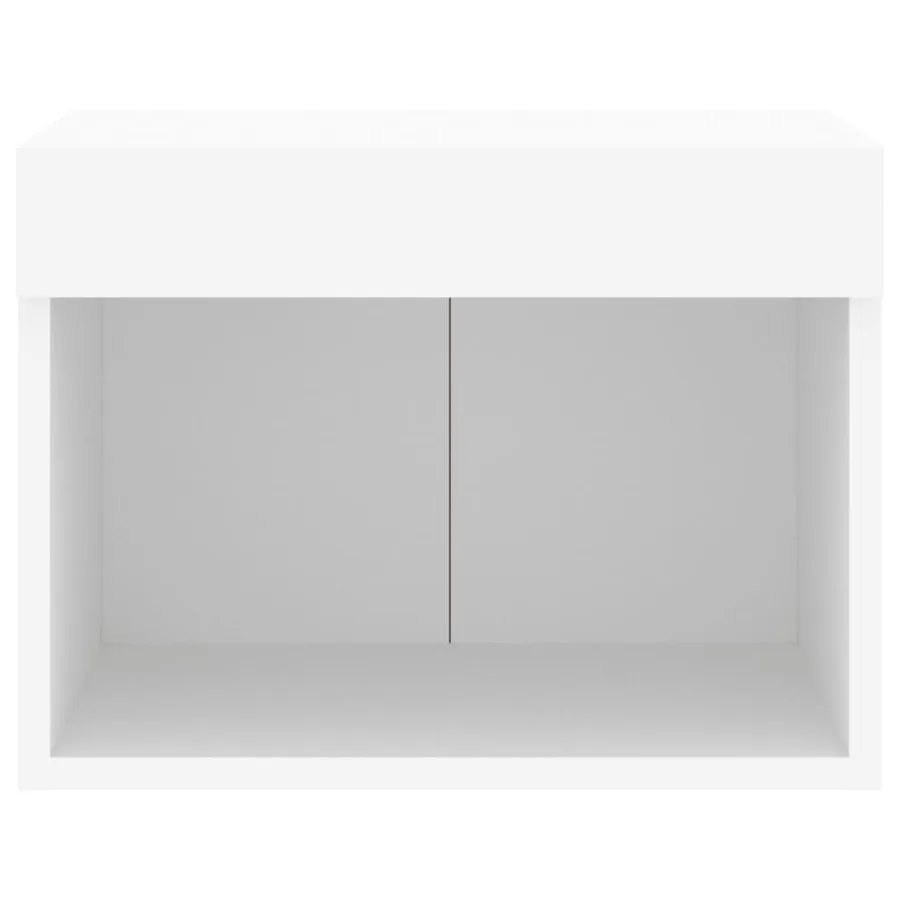 Tables de chevet murales avec lumières LED 2 pcs blanc - 9