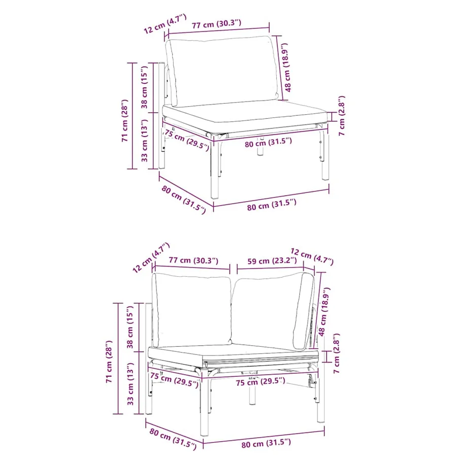 Ensemble de canapé de jardin avec coussin 11 pcs Noir Acier - 11