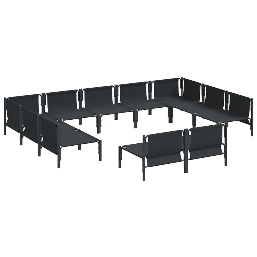 Ensemble de canapé de jardin avec coussin 11 pcs Noir Acier - 5