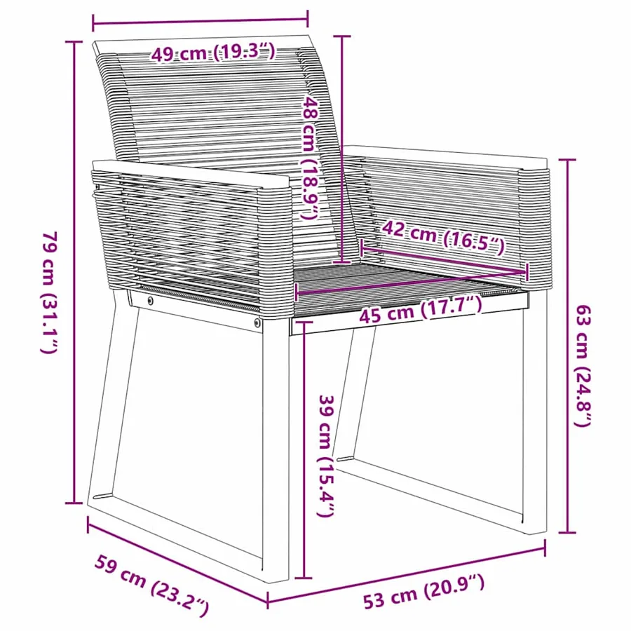 Ensemble de salle à manger pour jardin 7 pcs Noir polyrotin - 12