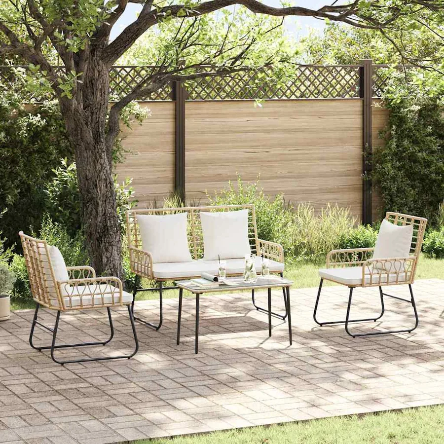 Ensemble de salle à manger pour jardin 3 pcs Marron et Crème
