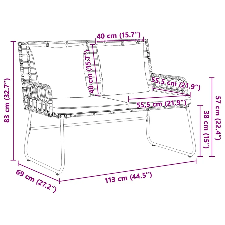 Ensemble de salle à manger pour jardin 3 pcs Marron et Crème - 10