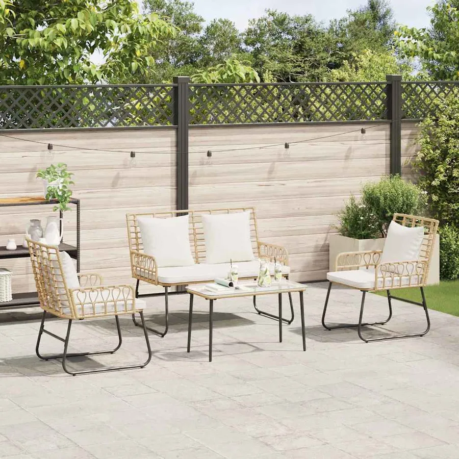 Ensemble de salle à manger pour jardin 3 pcs Marron et Crème - 3