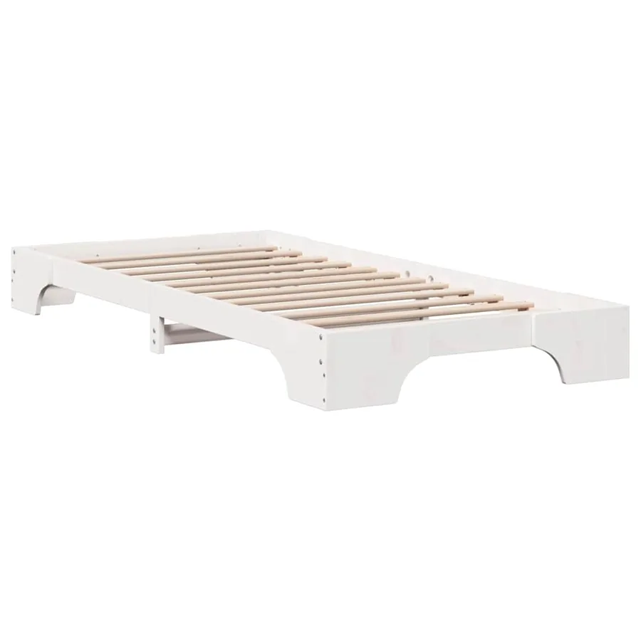 Cadre de lit Blanc 90 x 190 cm Pin massif - 4