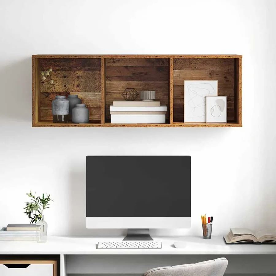 Ensemble meuble TV Montage mural Bois Ancien 37 x 37 x 107 cm - 5