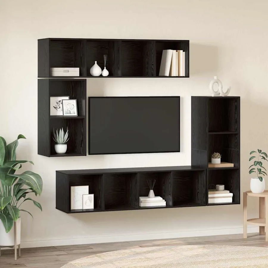Ensemble meuble TV 4 pcs Chêne noir Bois d'ingénierie