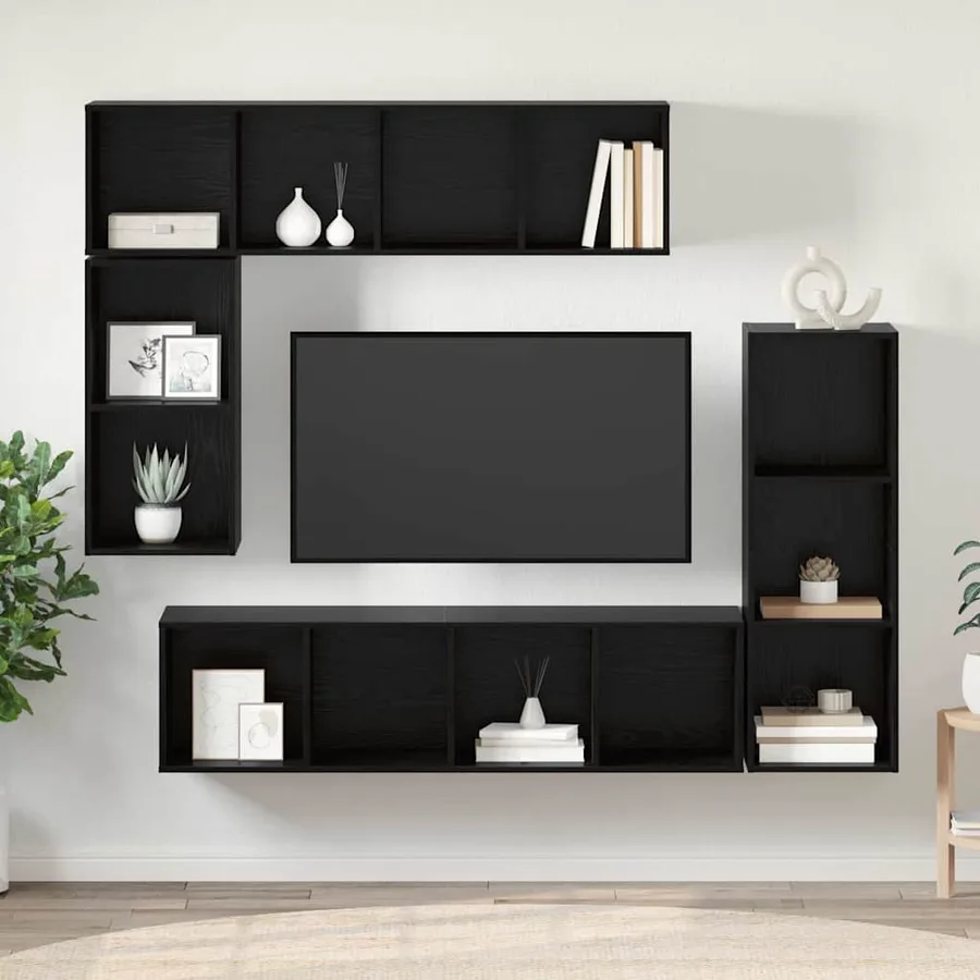 Ensemble meuble TV 4 pcs Chêne noir Bois d'ingénierie - 4