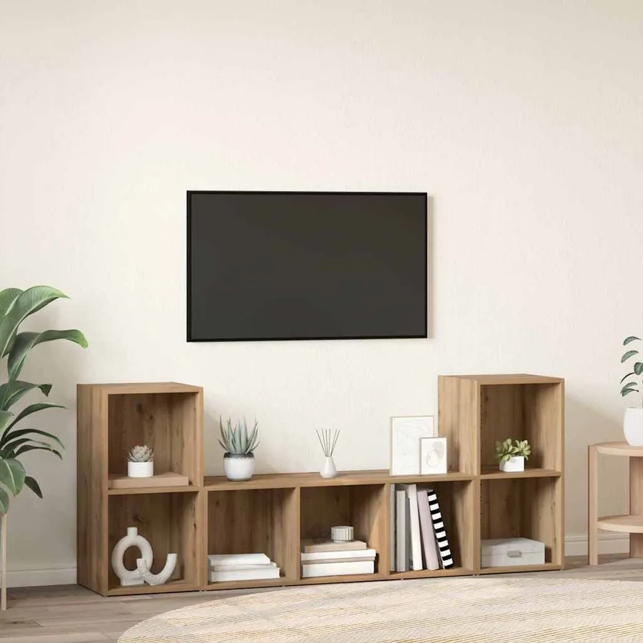 Ensemble meuble TV 3 pcs Marron Bois d'ingénierie - 4