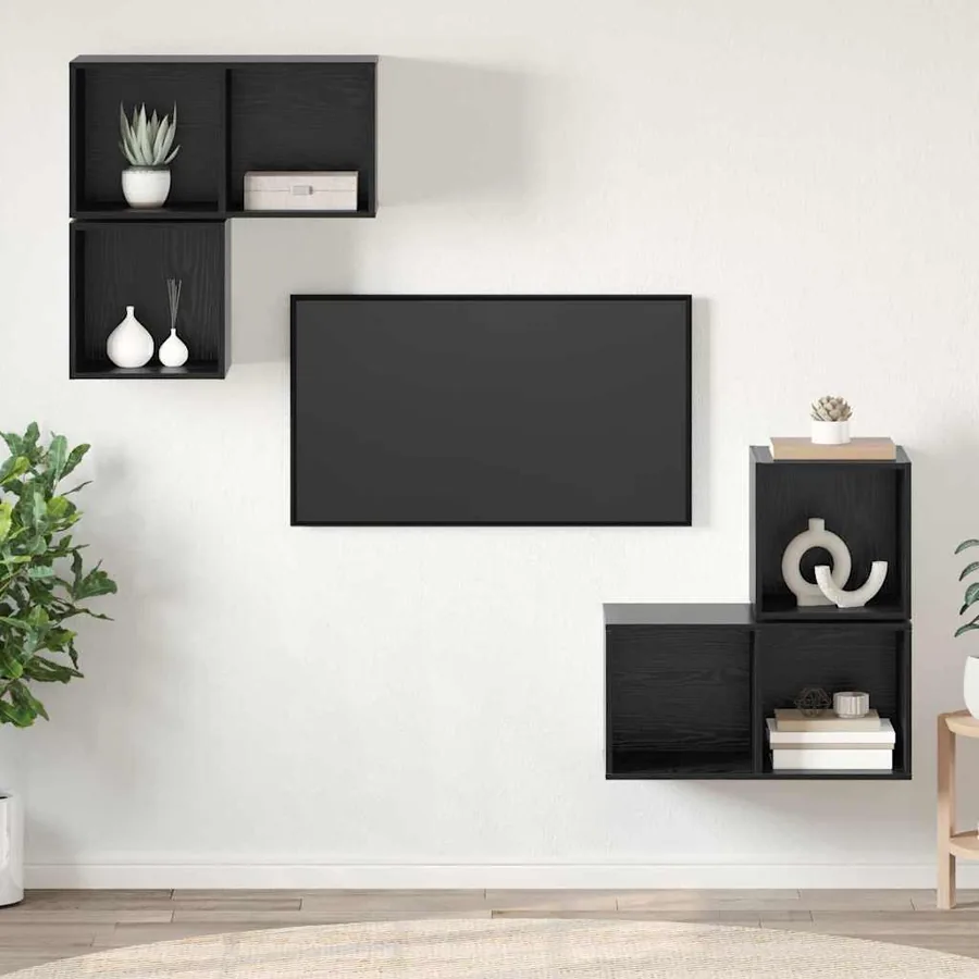 Ensemble meuble TV 4 pcs Chêne noir Bois d'ingénierie