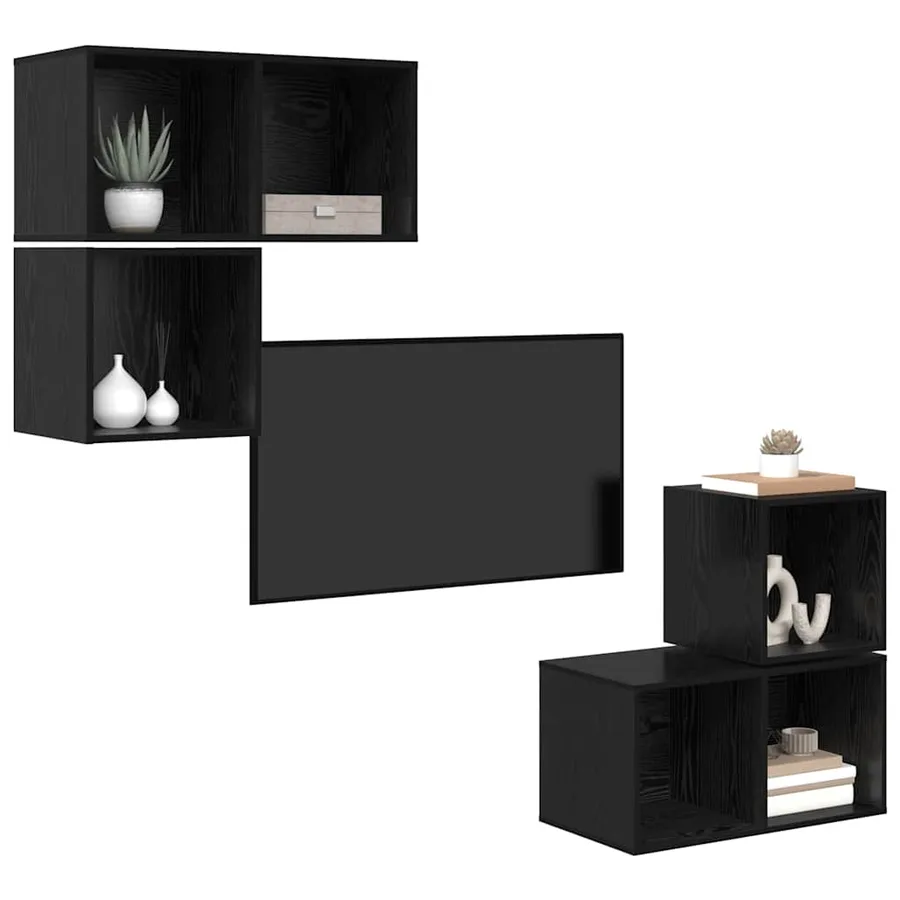 Ensemble meuble TV 4 pcs Chêne noir Bois d'ingénierie - 3