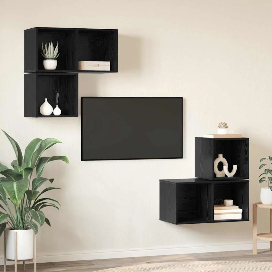Ensemble meuble TV 4 pcs Chêne noir Bois d'ingénierie - 4