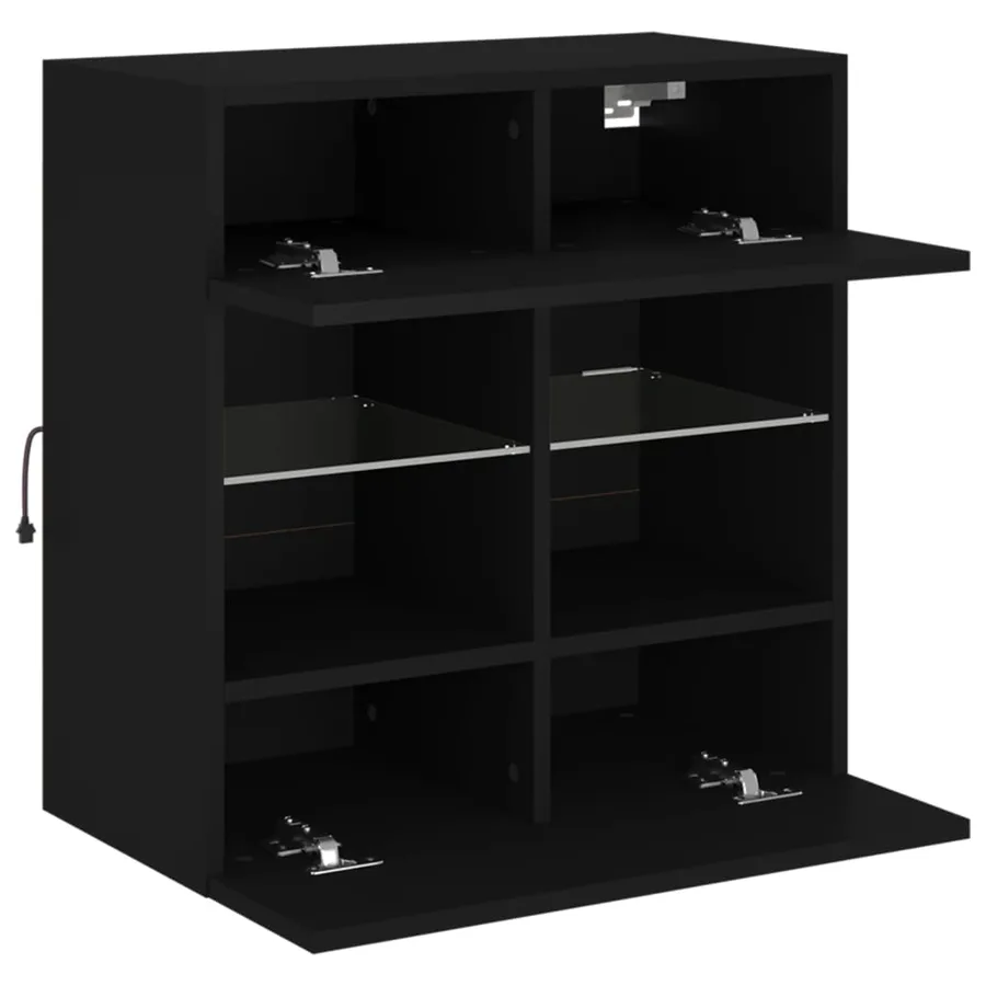 Meuble TV mural avec lumières LED noir 58,5x30x60,5 cm - 7