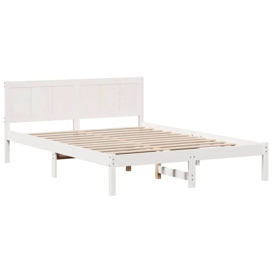 Cadre de lit Blanc 140 x 200 cm Bois de pin massif - 4