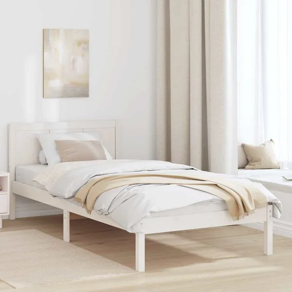 Cadre de lit Blanc 100 x 200 cm Bois de pin massif