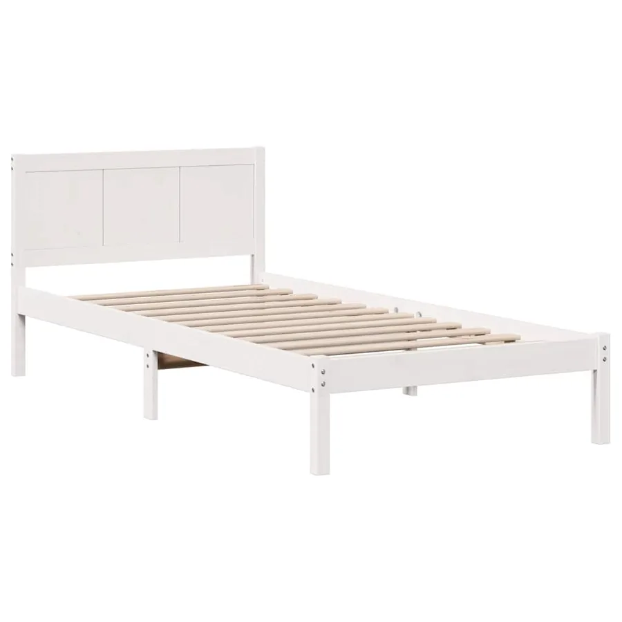 Cadre de lit Blanc 100 x 200 cm Bois de pin massif - 4