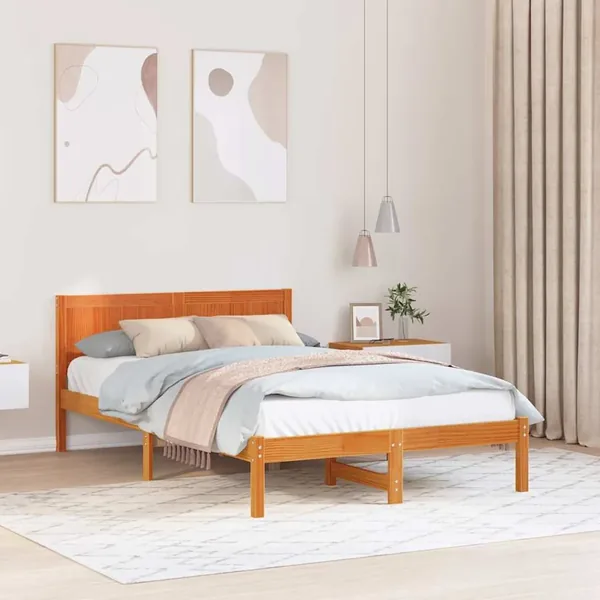 Cadre de lit Marron 140 x 190 cm Bois de pin massif