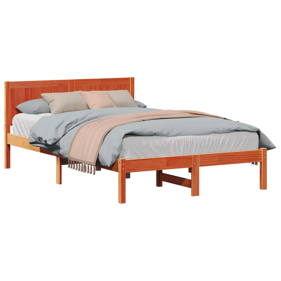 Cadre de lit Marron 140 x 190 cm Bois de pin massif - 2
