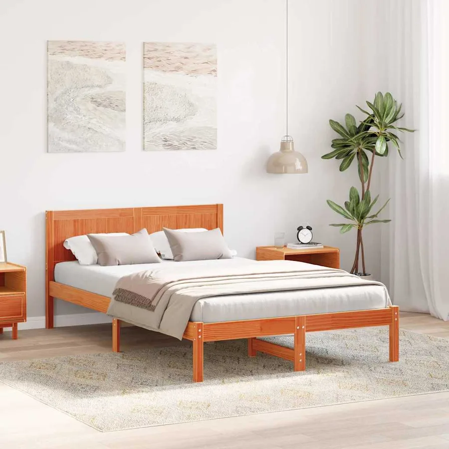 Cadre de lit Marron 140 x 190 cm Bois de pin massif - 3