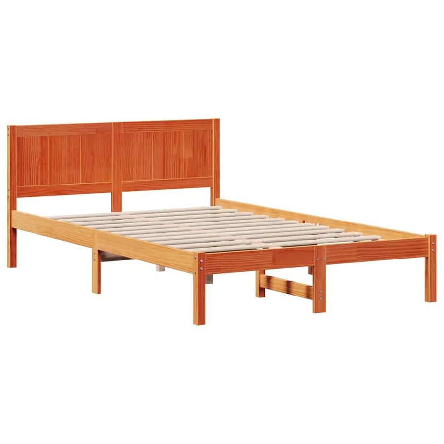 Cadre de lit Marron 140 x 190 cm Bois de pin massif - 4