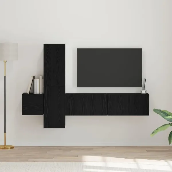 Ensemble meuble TV 5 pcs Chêne noir Bois d'ingénierie
