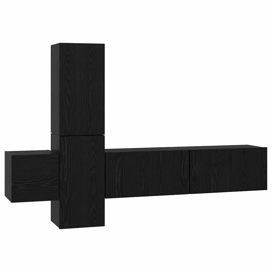 Ensemble meuble TV 5 pcs Chêne noir Bois d'ingénierie - 2