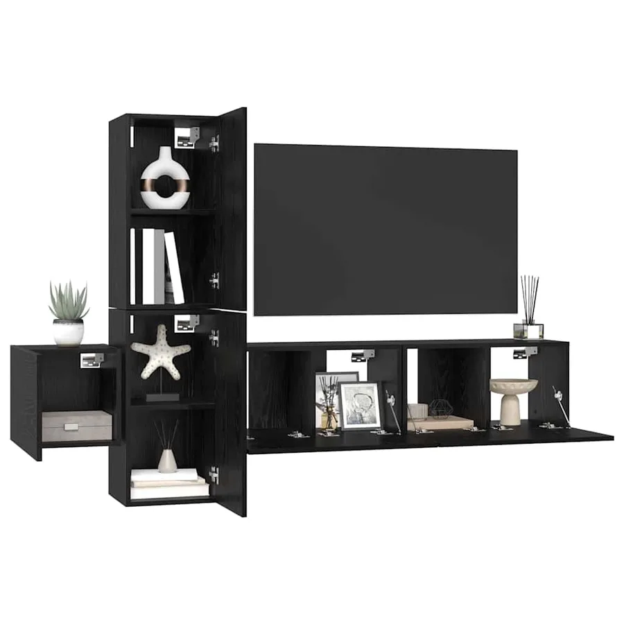 Ensemble meuble TV 5 pcs Chêne noir Bois d'ingénierie - 3