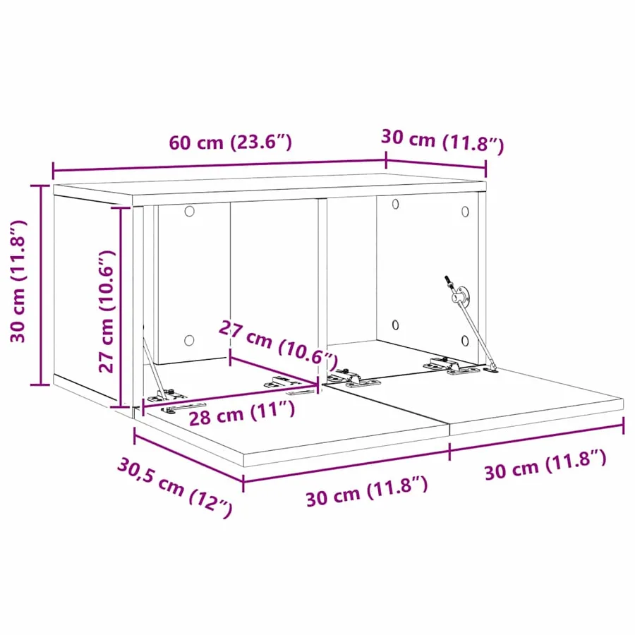 Ensemble meuble TV 4 pcs Chêne noir 60 x 30 x 30 cm - 9